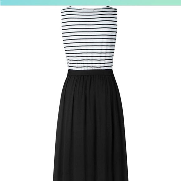 NWOT MEROKEETY Women's Summer Striped Sleeveless Crew Neck Long Maxi Dress - Picture 3 of 6